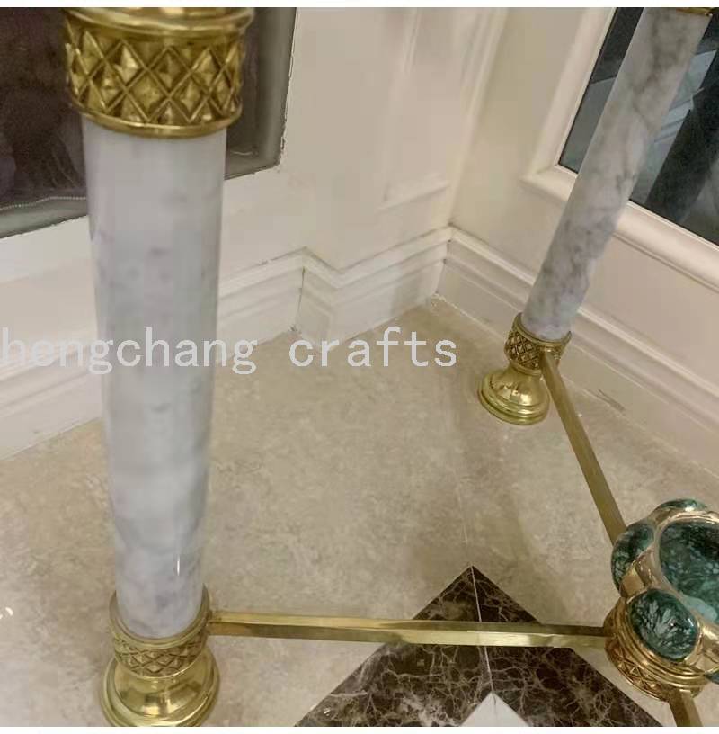 意大利轻奢复古优质铜汉白玉手绘陶瓷角小方桌小玄关产品图