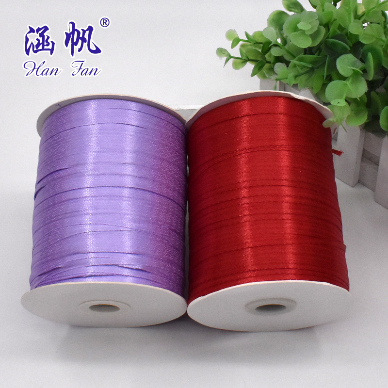 Factory direct sales: 1 cent satin ribbon, 0.3CM ribbon color ribbon, multi-color large roll, large quantity in stock, polyester satin ribbon color pin