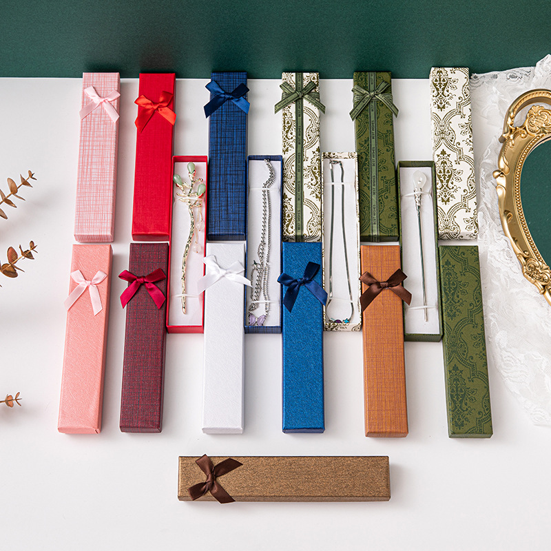 Factory wholesale of rectangular jewelry, necklace boxes, hairpins, jewelry boxes, bookmark pen boxes, bow ornaments and gift boxes in stock