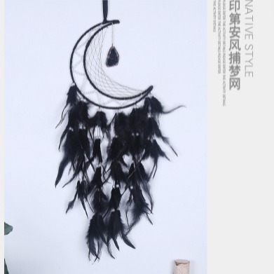 Cross-border exclusive Halloween Black Moon Dreamcatcher, Ghost Festival Feather woven Dreamcatcher, retro Moon Dreamcatcher
