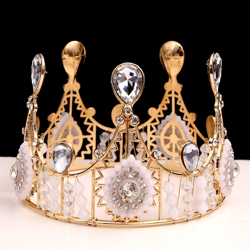 一件代发蛋糕烘焙装饰新娘蕾丝皇冠生日配饰复古女王大圆头饰详情图5