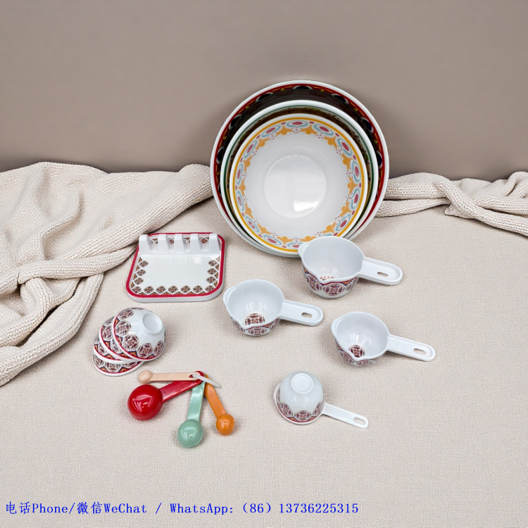 Food-grade melamine tableware from the manufacturer, Amazon inventory clearance, anti-drop bowl and plate set wholesale, LOGO production clearance Item Picture