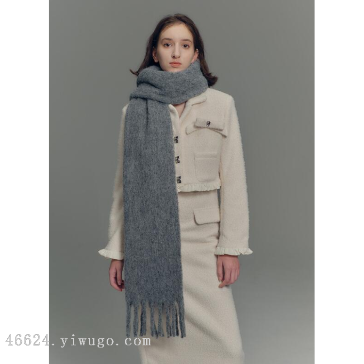 Cross-border scarf wholesale, e-commerce live streaming, supply chain, new 68 wool series, interlaced wool, single color Specification image