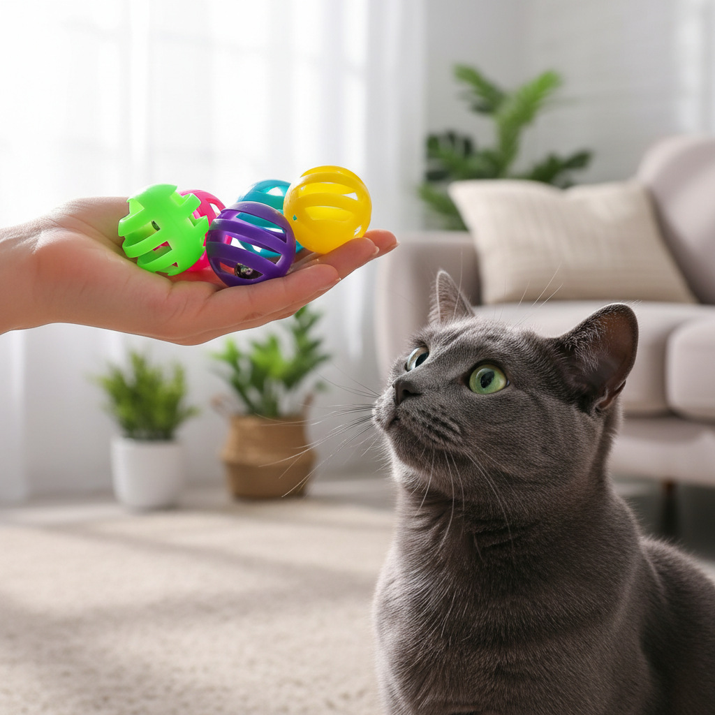 彩色猫玩具手抓灰色猫咪逗猫棒互动玩具