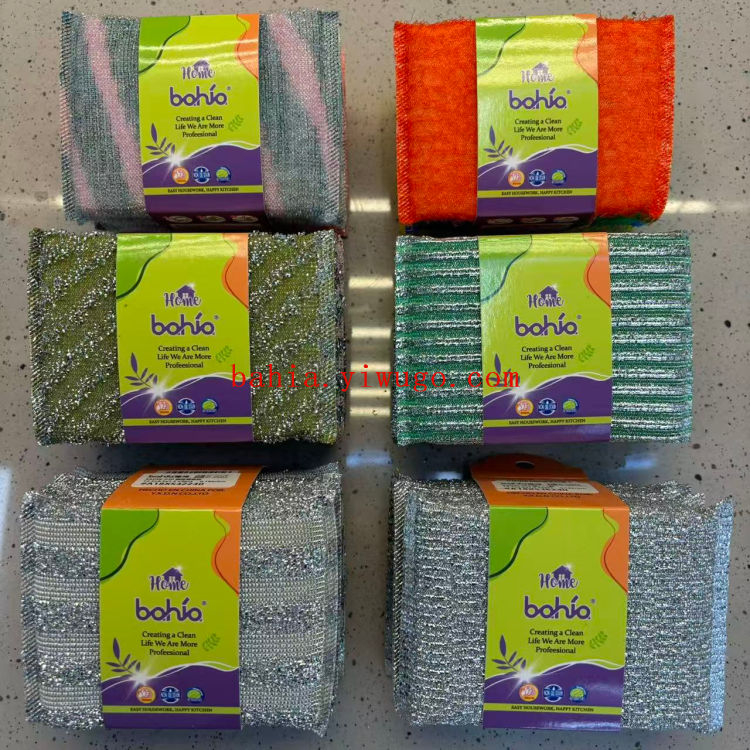 Multi-functional cleaning supplies set: dishwashing, scouring pad, pot brush, kitchen cleaning tools, pot brush, sponge, rag, cleaning cotton, bahia details Picture