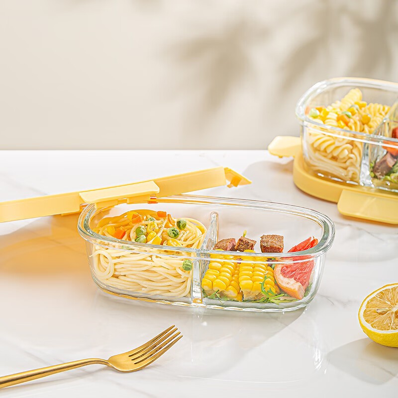 Lingbo Weibu heat-resistant food storage box two-piece set B High boron food storage box Office worker lunch box details Picture