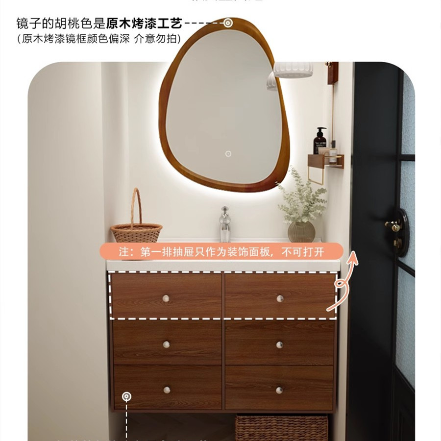 法式复古浴室柜组合卫生间洗漱台陶瓷一体洗脸盆洗手池中古风