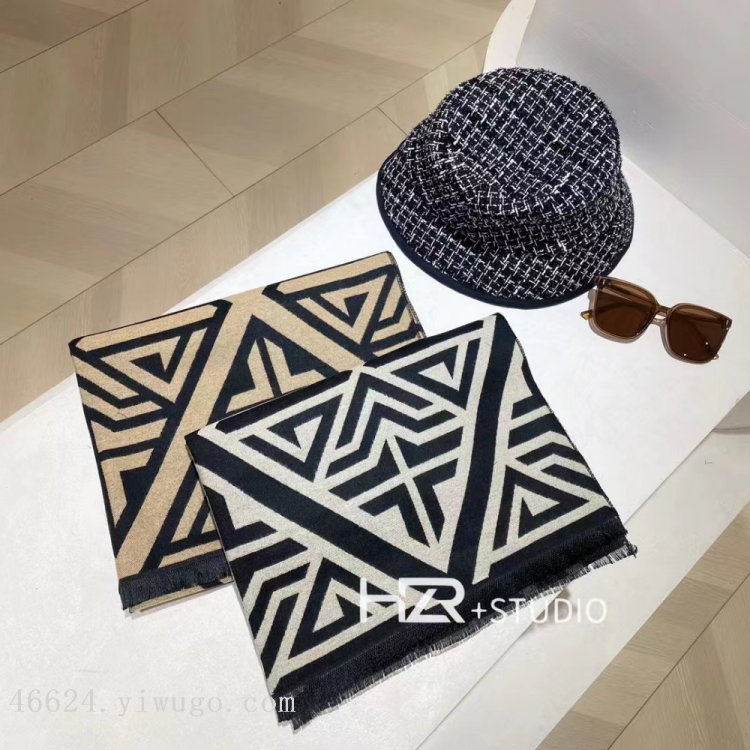 New cross-border scarf wholesale, e-commerce live streaming, supply chain, fashionable jacquard, geometric jacquard Application Scenario