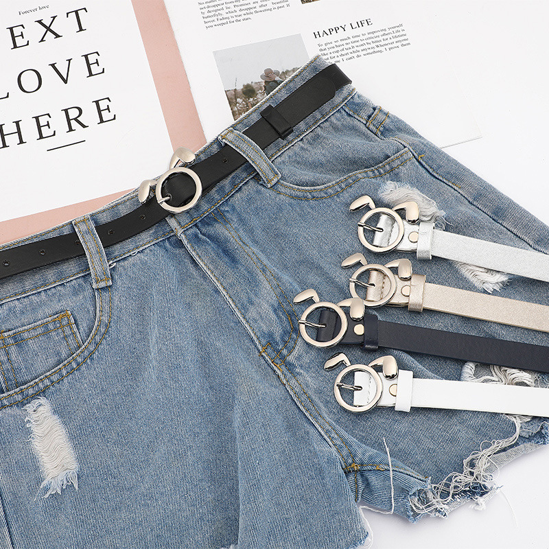 Round-buckle belt for women, simple and versatile Korean-style casual needle-buckle belt, student decorative jeans belt