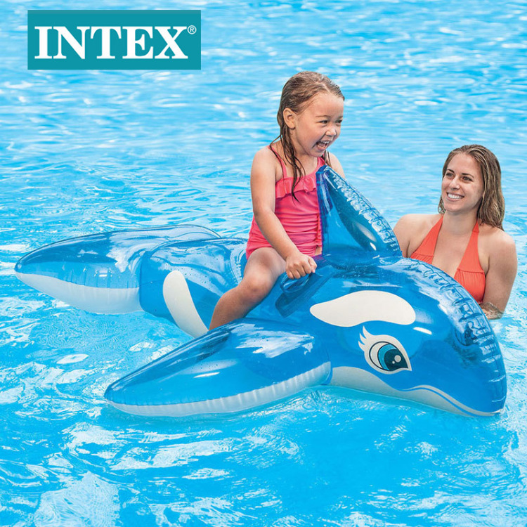 INTEX58523 Transparent blue whale mount Inflatable animal mount Water Play toy for children and adults surfing Item Picture