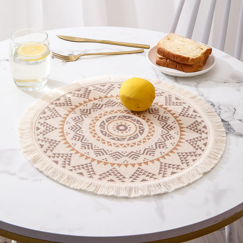 餐垫杯垫杯盖杯套/壶承隔热垫/口布/波斯风带流苏矩形杯垫/杯垫细节图