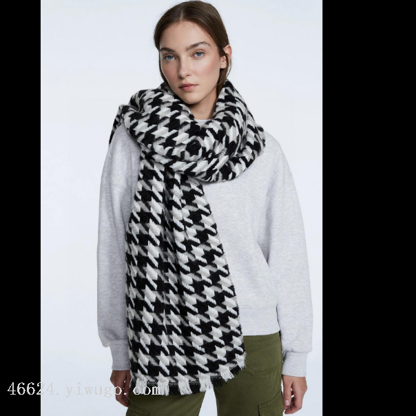 New in-stock cross-border scarves wholesale, e-commerce live streaming supply chain, European and American thousand bird pattern scarves, air conditioner shawls details Picture