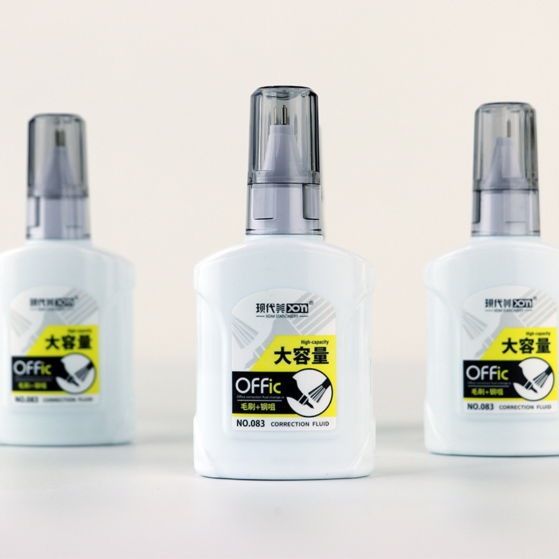 现代美083大容量笔刷两用办公修正液涂改液改正液修正液厂家直销白底实物图