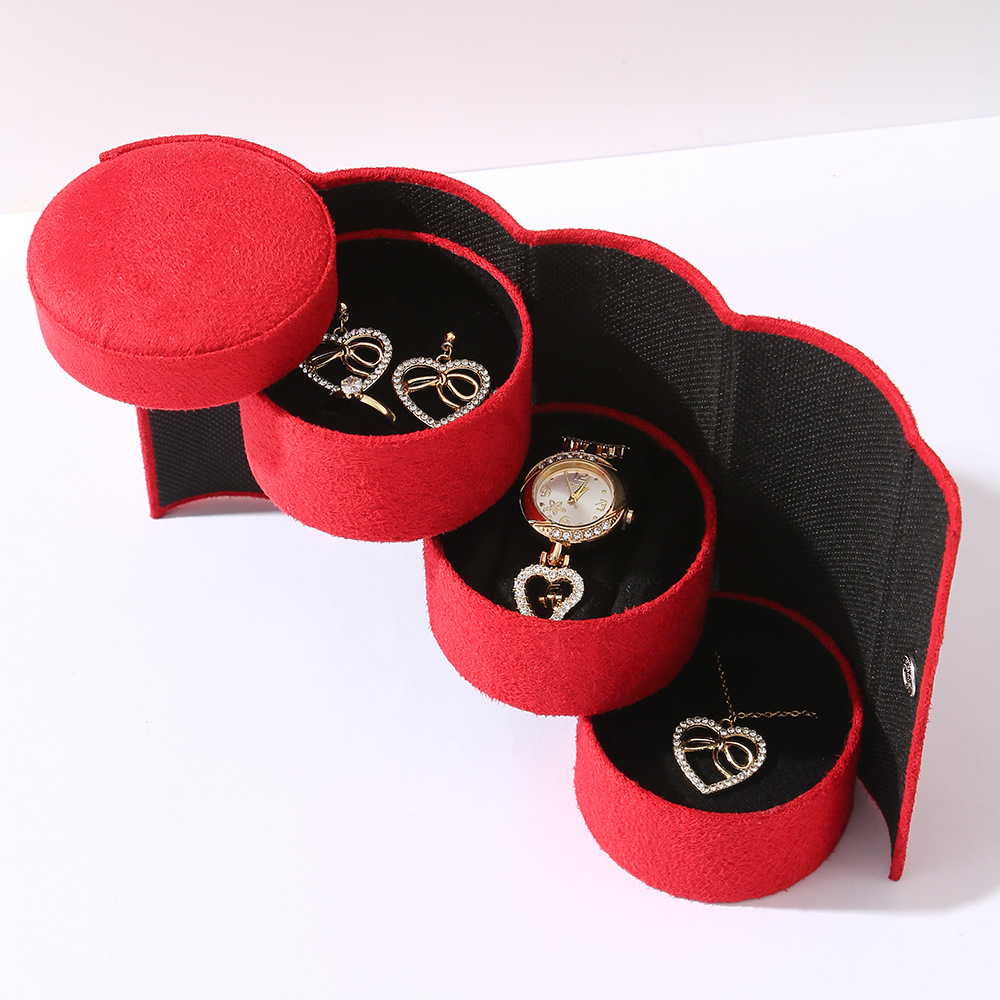 Valentine's Day gift set, Mother's Day, International Women's Day, three folding earrings, watch, golden metal heart necklace Item Picture