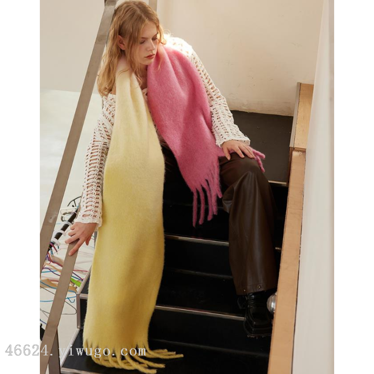 Cross-border scarf wholesale e-commerce live streaming new stock 68 thick beard series wool hand-painted gradient