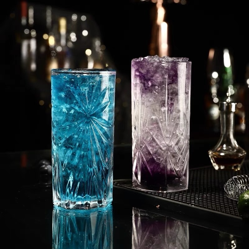 玻璃杯水杯直筒杯柯林杯加厚奶茶杯大饮料杯牛奶果汁杯鸡尾酒杯