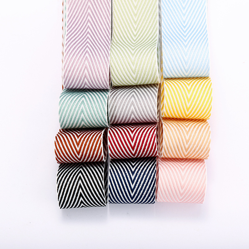 厂家直供人字纹涤棉韩国织带彩色服装发饰diy纺织辅料多规格现货