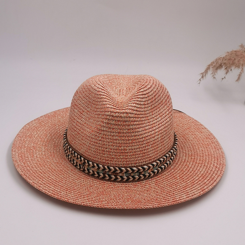 New top hats, European and American export new women's hats, cross-border jazz hats, Lafite straw hats, adult hats wholesale Specification image