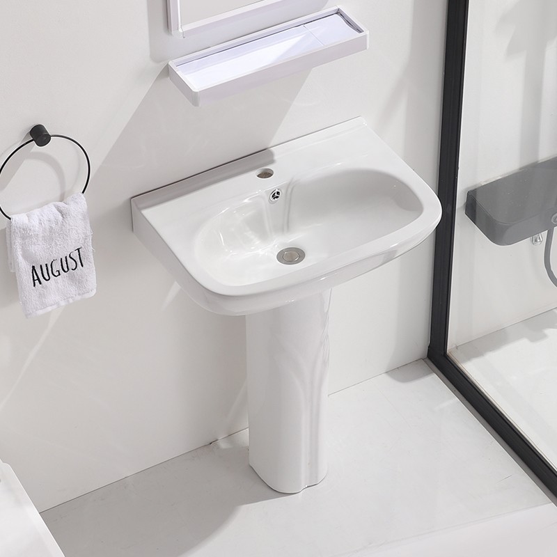 家用公寓大立柱盆出租房洗手盆卫生间洗手池阳台落地式陶瓷洗脸池