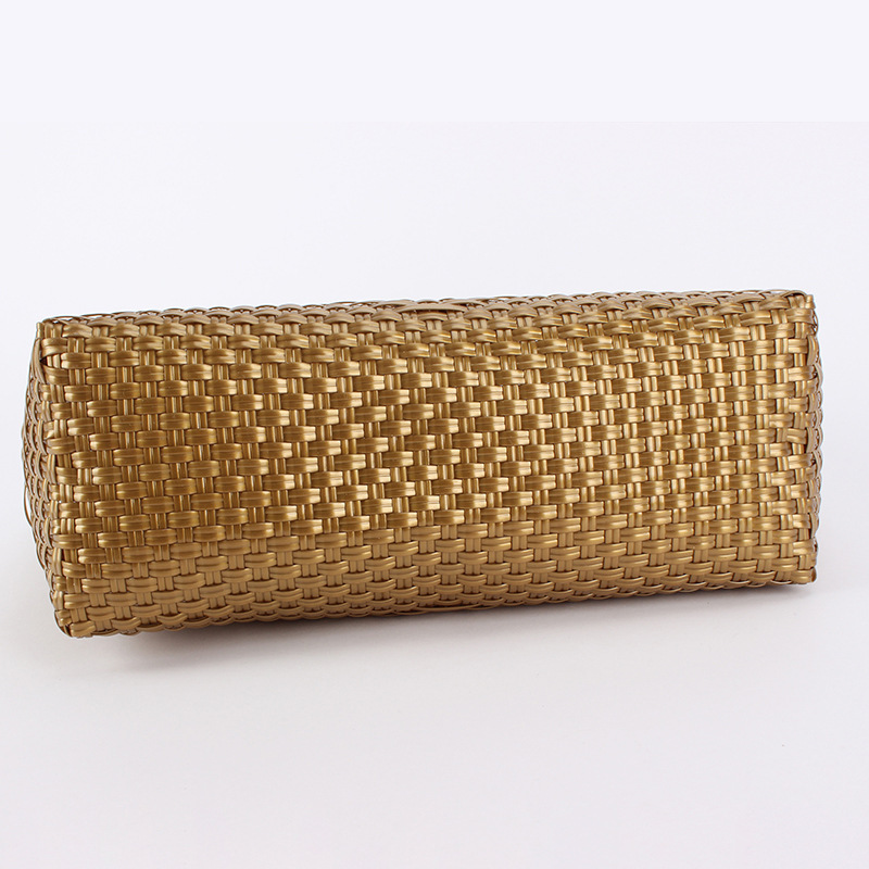 One piece of solid color woven large-capacity mummy bag, wavy single-shoulder bag, tote shopping bag, small size details Picture