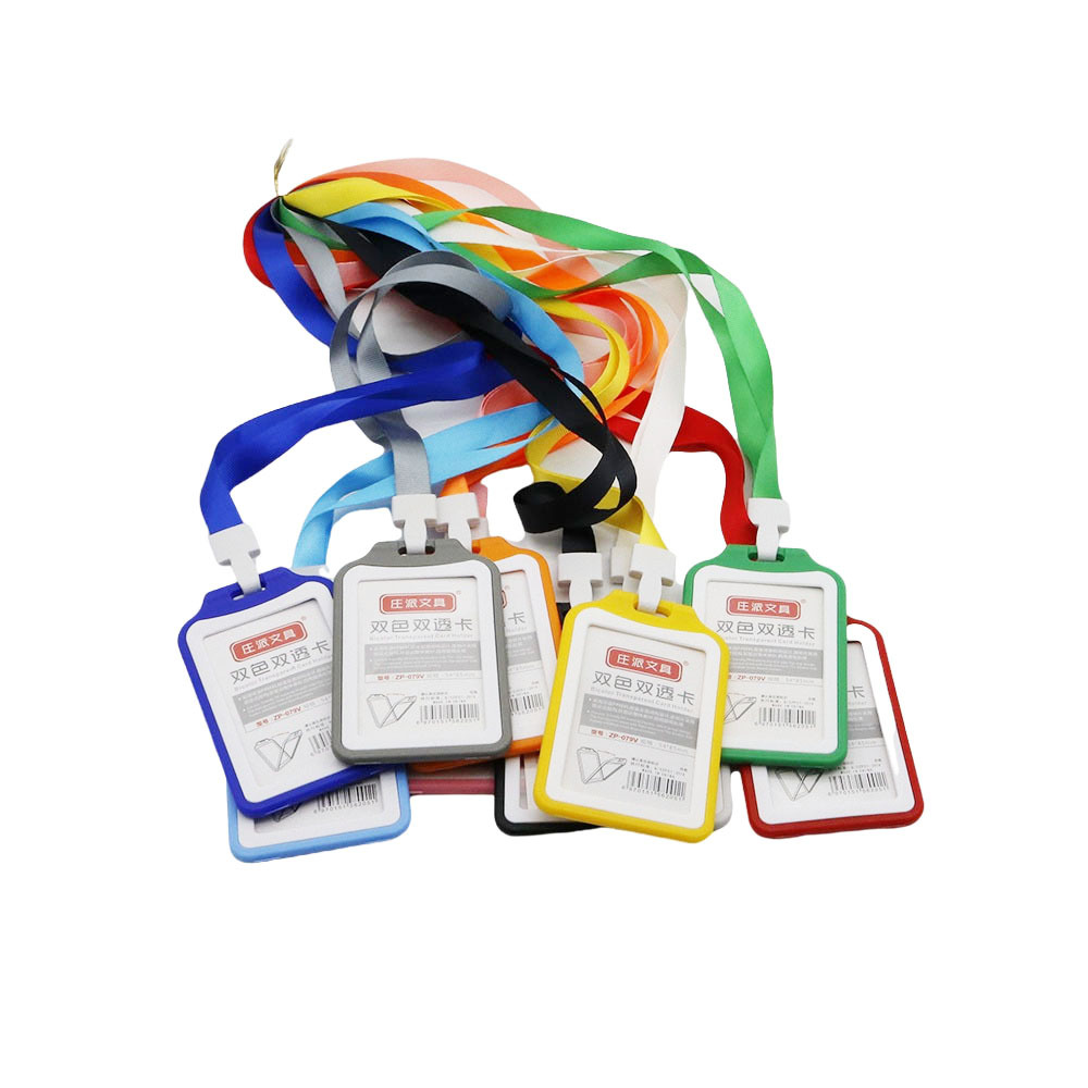 Fundas para tarjetas cordones para tarjetas de identificación de dos caras fundas para etiquetas etiquetas transparentes estuche estuche estuche personalizado details Picture
