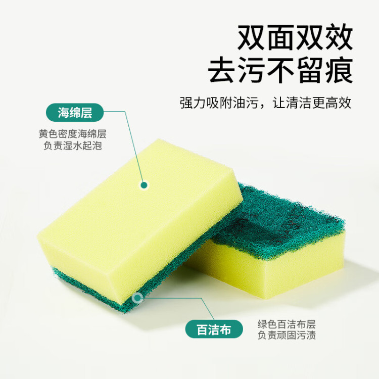 10 high-density kitchen sponges for scrubbing POTS and dishes, cleaning, oil-absorbing and stain-removing scouring pads