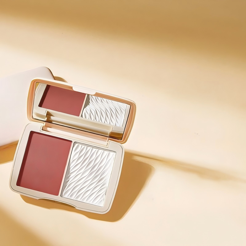 Natural makeup effect semi-transparent contouring powder, multi-functional all-in-one blush, highlighter powder tray, waterproof and anti-smudging facial makeup