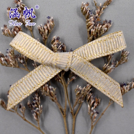 Customized gold weft threaded tape, 0.6CM wide ribbon, small size hand-tied bow, 2 minutes ribbed gold weft tape, colorful ribbon details Picture