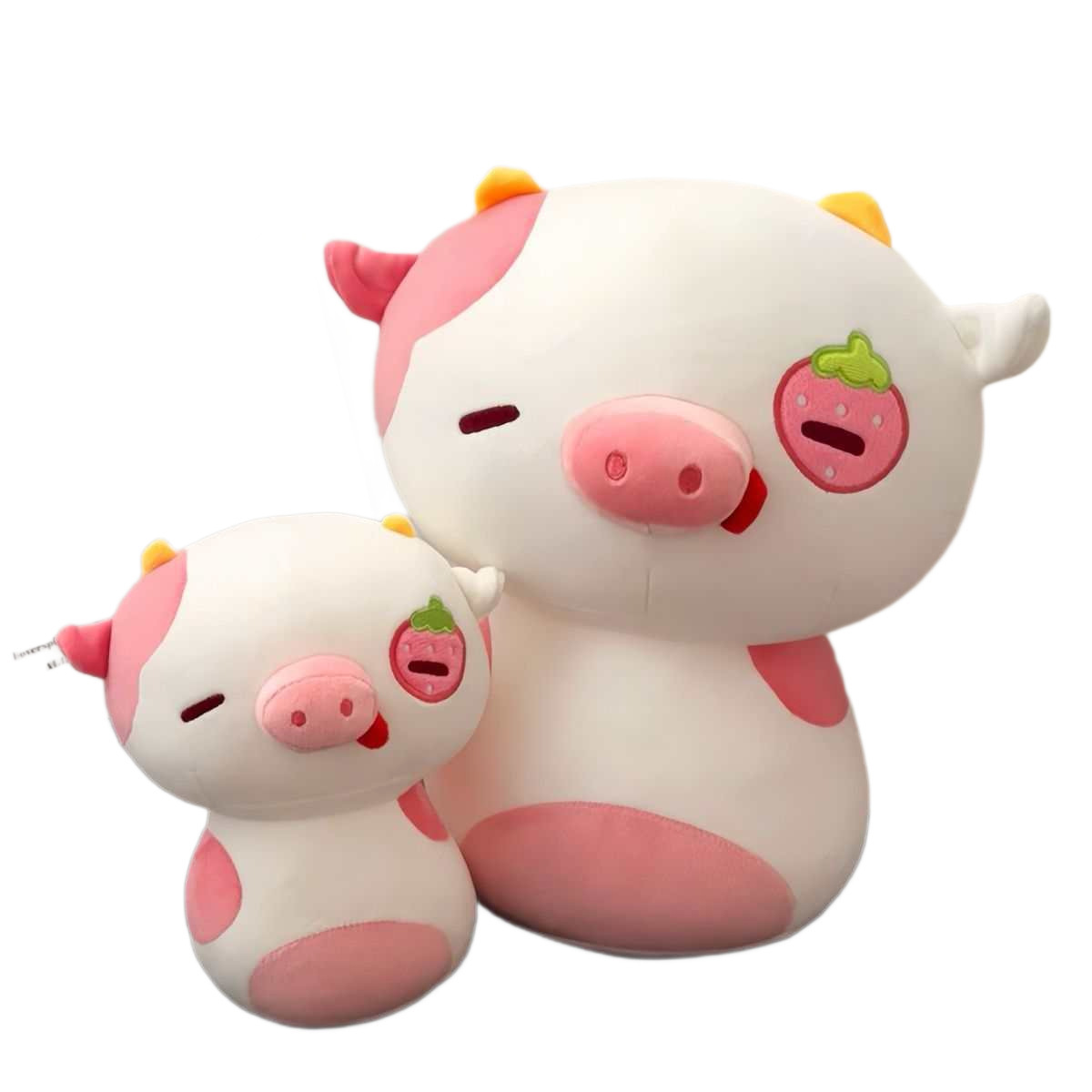 Cute strawberry cow plush toys, soft strawberry pig throw pillows, cross-border dolls, children's soothing dolls wholesale