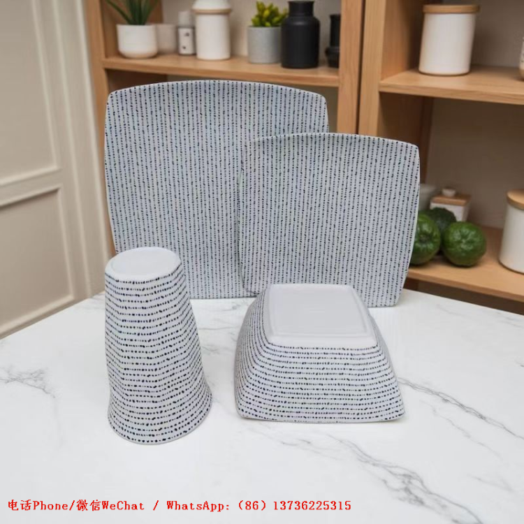 Food-grade melamine tableware from the manufacturer, Amazon in stock, anti-drop bowl and plate set wholesale, LOGO production, clearance stock full figure