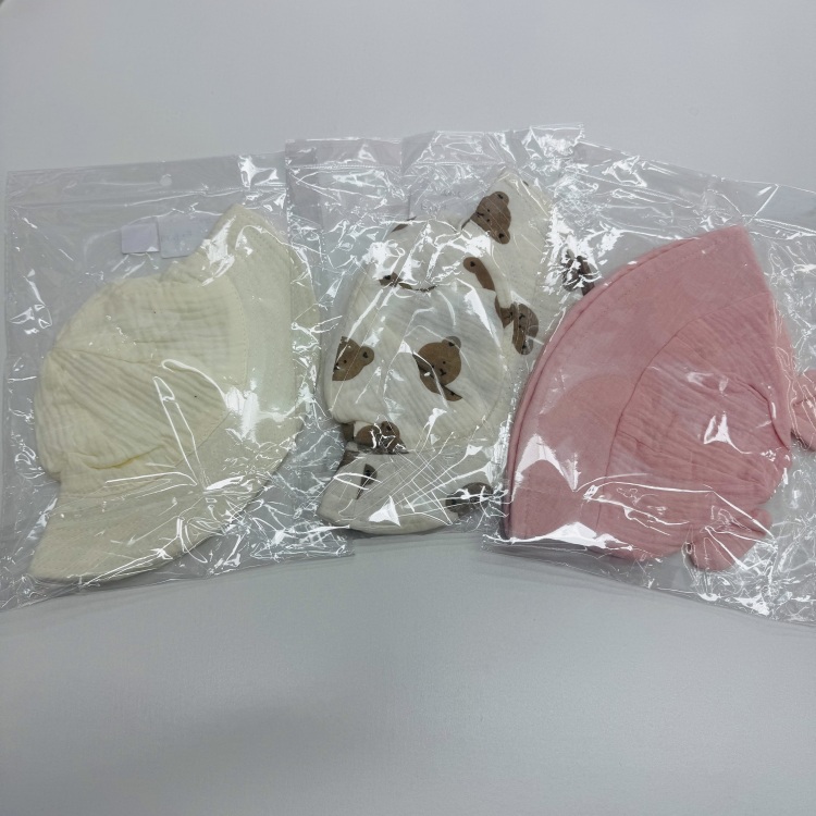 ins夏季婴儿纯色纱布盆帽 欧美宝宝新款兔耳朵渔夫帽 儿童遮阳帽