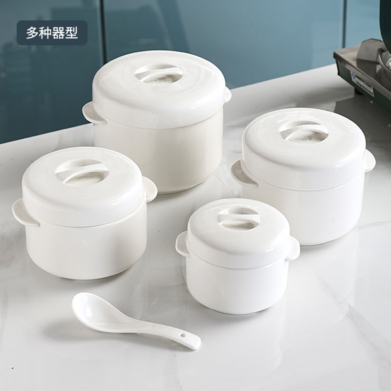 家用陶瓷隔水炖盅双耳双盖炖罐蒸蛋盅酒店燕窝参盅炖碗药膳盅批发