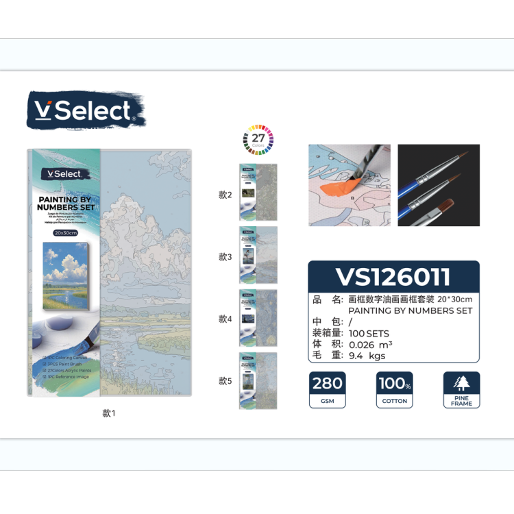 VSelect Framed Digital Oil Painting Set for DIY filling, coloring and decorative paintings