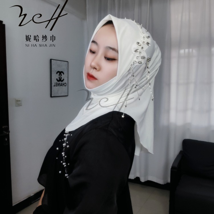 Niha Scarf Factory's Musi Headscarf, Hui Ethnic Headscarf With Tassels, Simple Style, Cross-Border Best-Selling Muslim Products, Women's Headscarf Specification drawing
