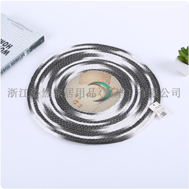 印第安色系棉线草编圆形隔热垫户外轻奢西餐垫圆餐垫厂家直销