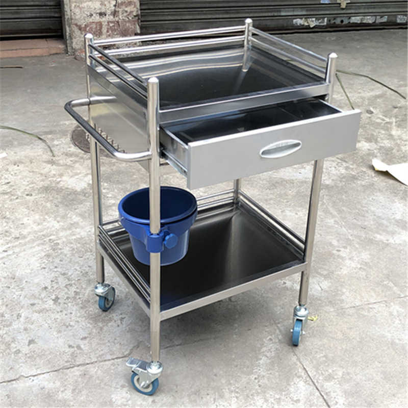 Hospital trolley, stainless steel trolley, three-layer instrument trolley, surgical trolley, nursing trolley, dressing change trolley, instrument trolley, nursing trolley