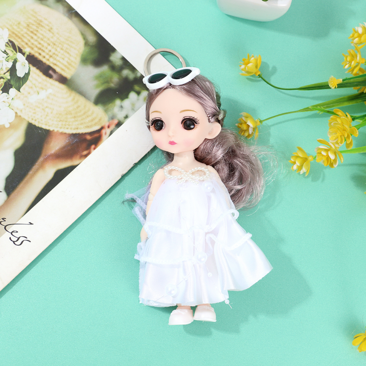 17 cm Barbie Douyin best-selling hand-foot activity doll, princess girl glasses dress doll, interchangeable keychain pendant, girl toy details Picture