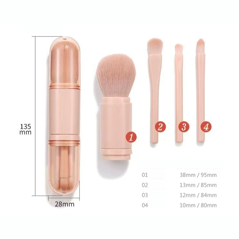 4-in-1 makeup brush set mini portable toolkit, convenient for eyeshadow application Item Picture