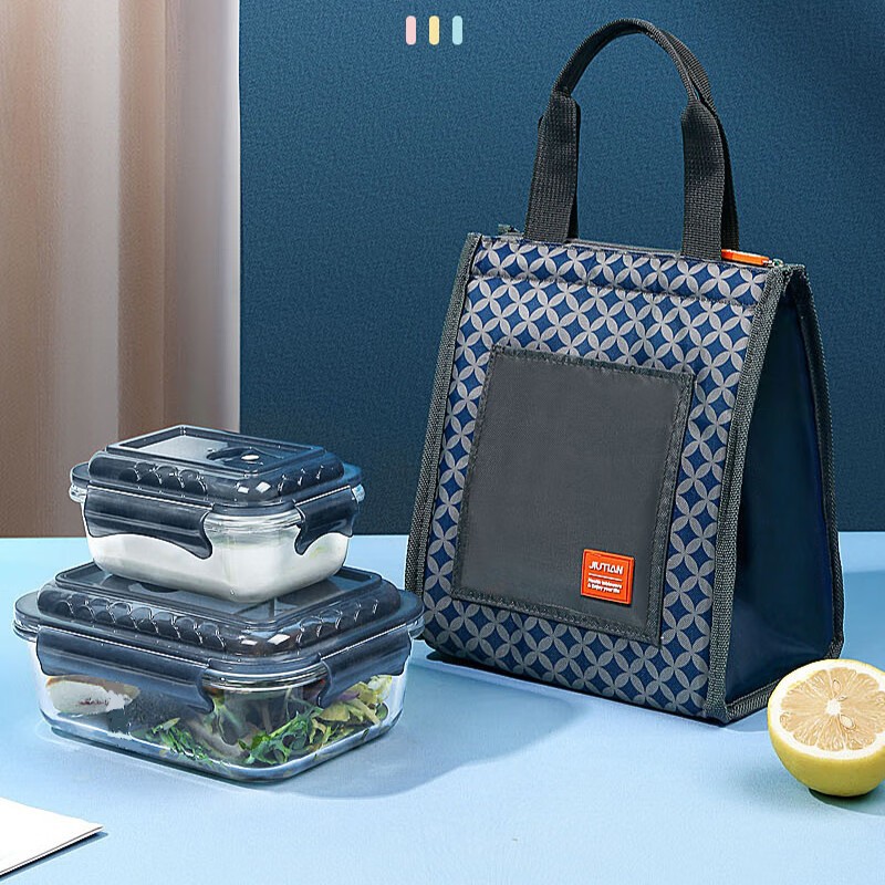 High borosilicate glass food storage box, food storage bowl, bento bag, dark blue household glass food storage box, food storage bowl, handbag Item Picture