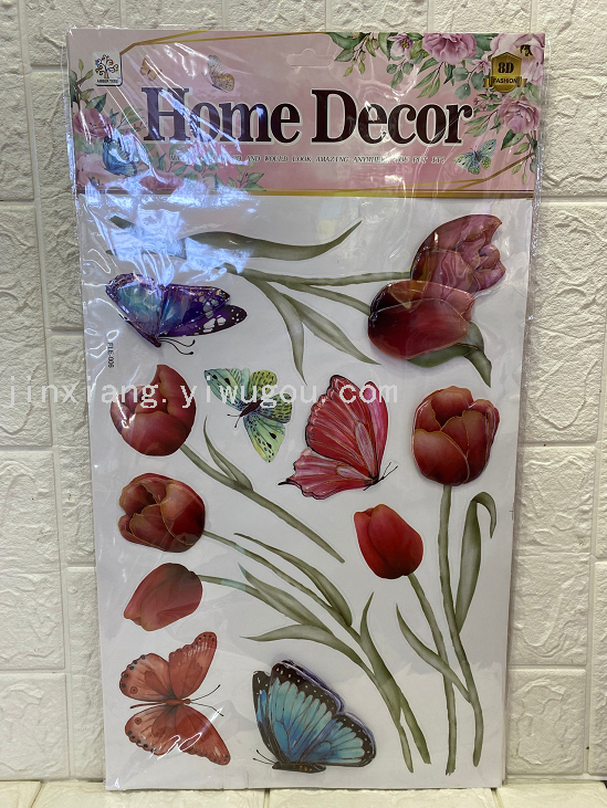 Hydraulic concave-convex surface flower and butterfly wall paintings for living room and bedroom walls, three-dimensional handcrafted wall stickers for home decoration Specification image