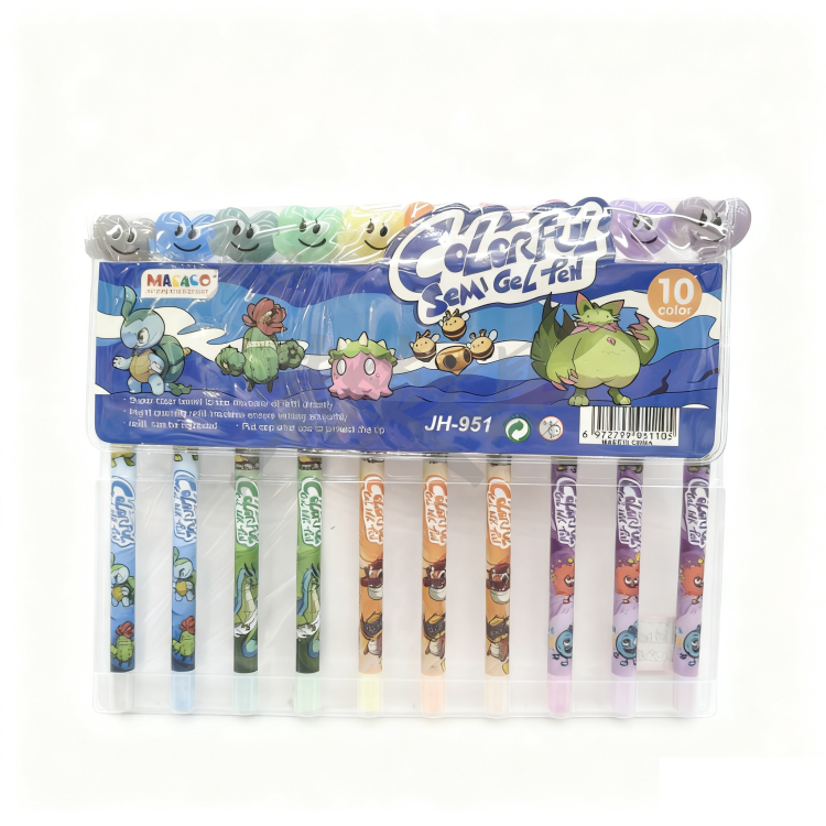 爱心彩色中油笔PVC袋顺滑拔帽办公学生