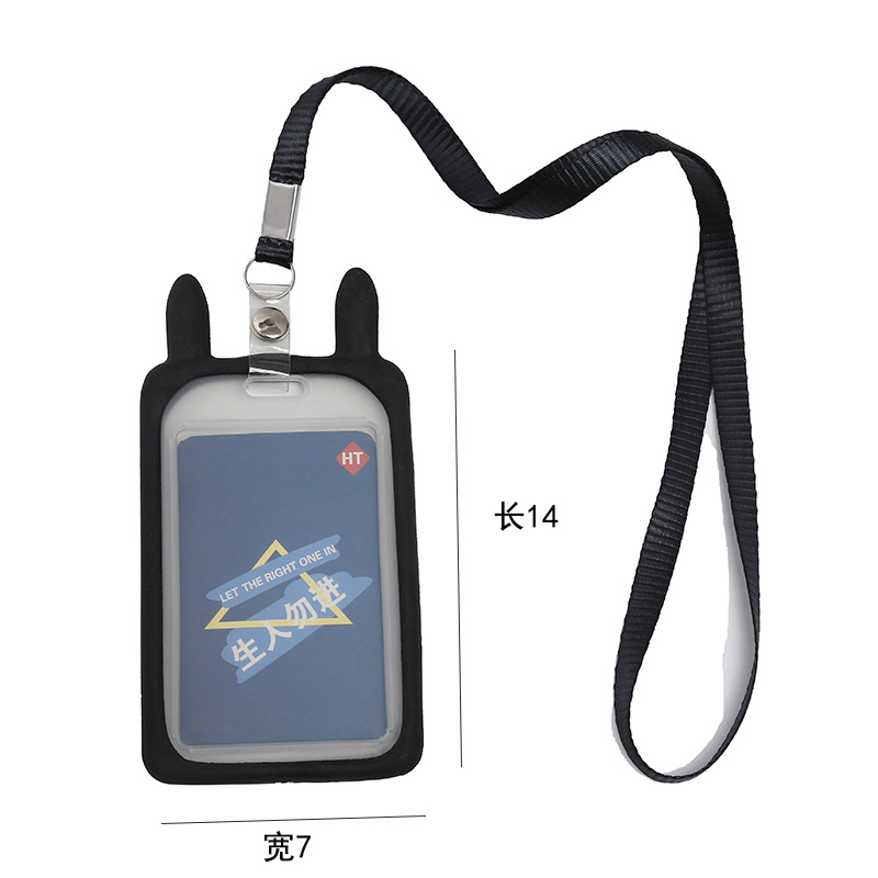 En stock dibujos animados lindos student rice card sleeves plastic longcordon tarjeta de trabajador tarjeta de autobús estuche de protección de tarjeta de identificación de estudiante