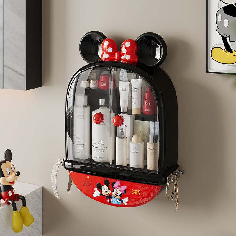 米奇浴室化妆品置物架壁挂式免打孔挂墙上卫生间收纳架洗漱台架子