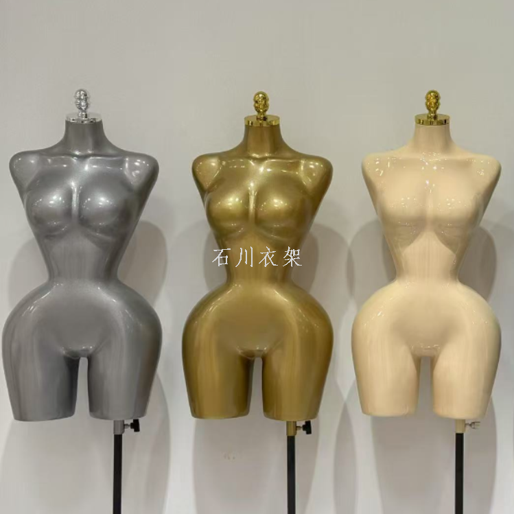 外贸肥大女模金色高档女士模特服装店展示全身模特细节图