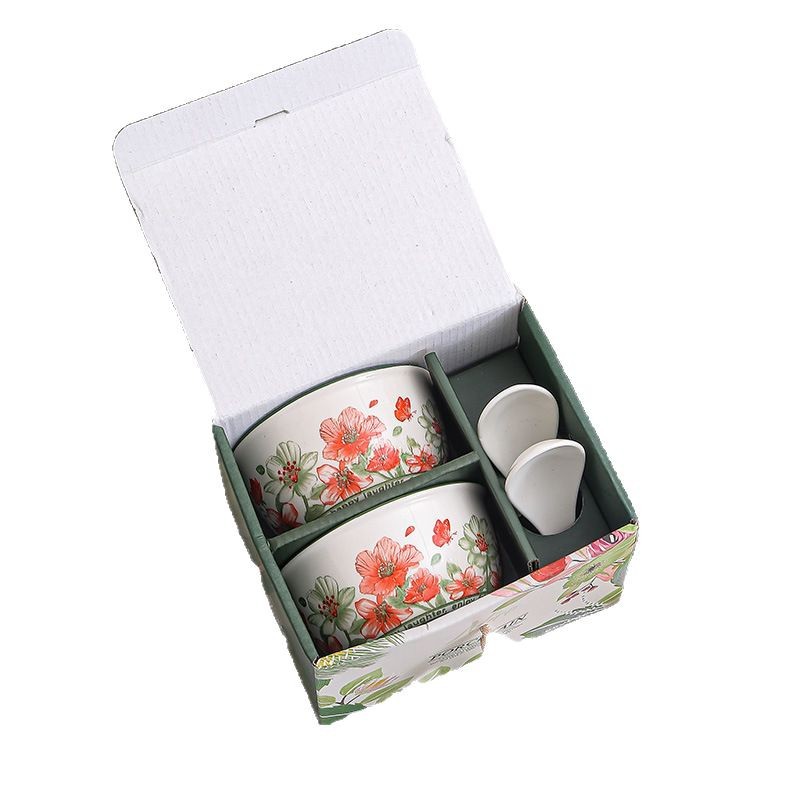 Ceramic tableware, flower-patterned bowl and plate sets, gift boxes, cross-border bowls and spoons, souvenirs, event small gifts, wholesale bowls and utensils Application Scenario