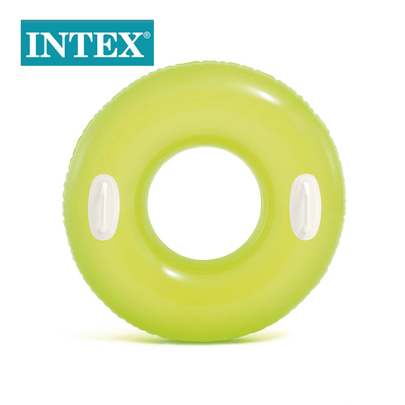 Wholesale of INTEX59258 children's three-color float ring with handle inflatable swimming ring water inflatable toys details Picture