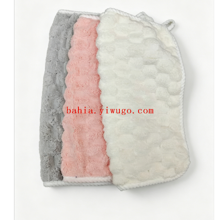 Bow tie lanyard coral fleece small square towel 30cm thick absorbent hand towel for cleaning details Picture