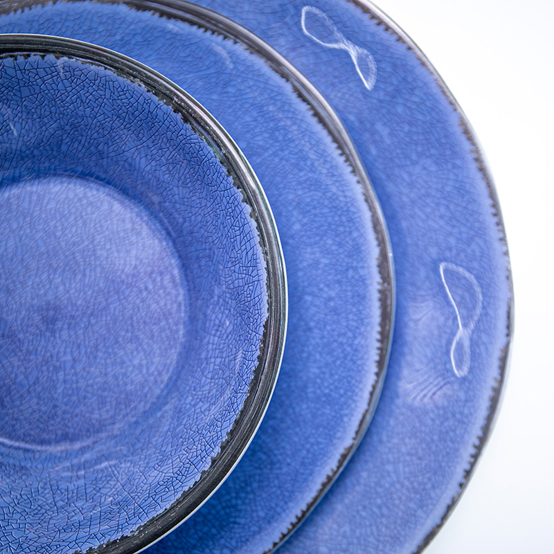 Hot-selling blue melamine 3-piece set, melamine tableware, food trays and bowls, food-grade dishwasher, safe Application Scenario