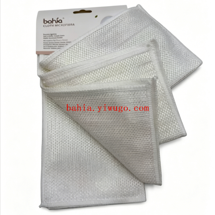 White double-sided grid dishcloth, oil-free and stain-removing cloth, special scouring pad for kitchen POTS and pans Specification image