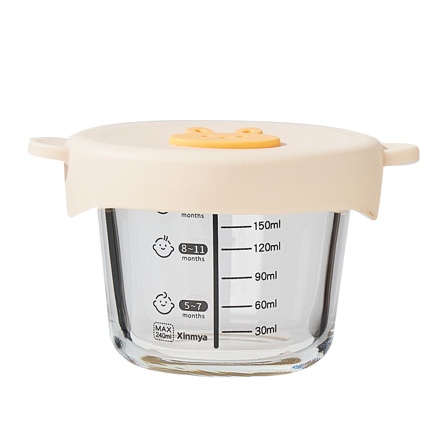 儿童辅食盒玻璃储存保鲜可蒸煮蛋羹碗宝宝专用婴儿便携分装迷你碗白底实物图